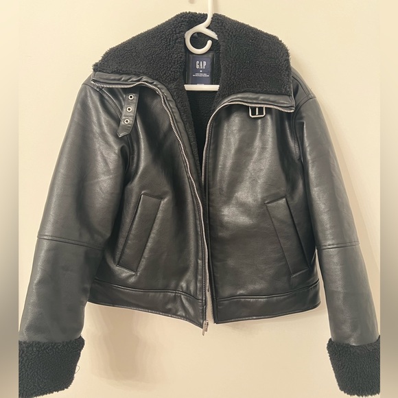 GAP NWOT leather with Sherpa lined coat - Picture 2 of 6